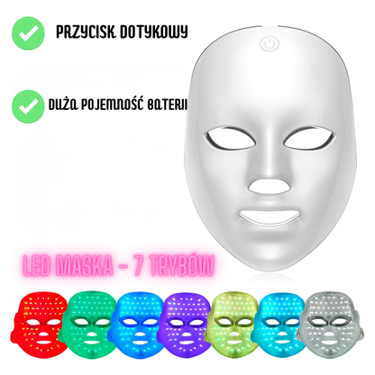 Zaawansowana maska LED do terapii skóry - 7 trybów